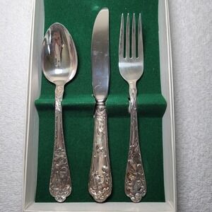 Reed & Barton Cat Dog Rabbit Youth 3pc Flatware Set Silverplate Antique